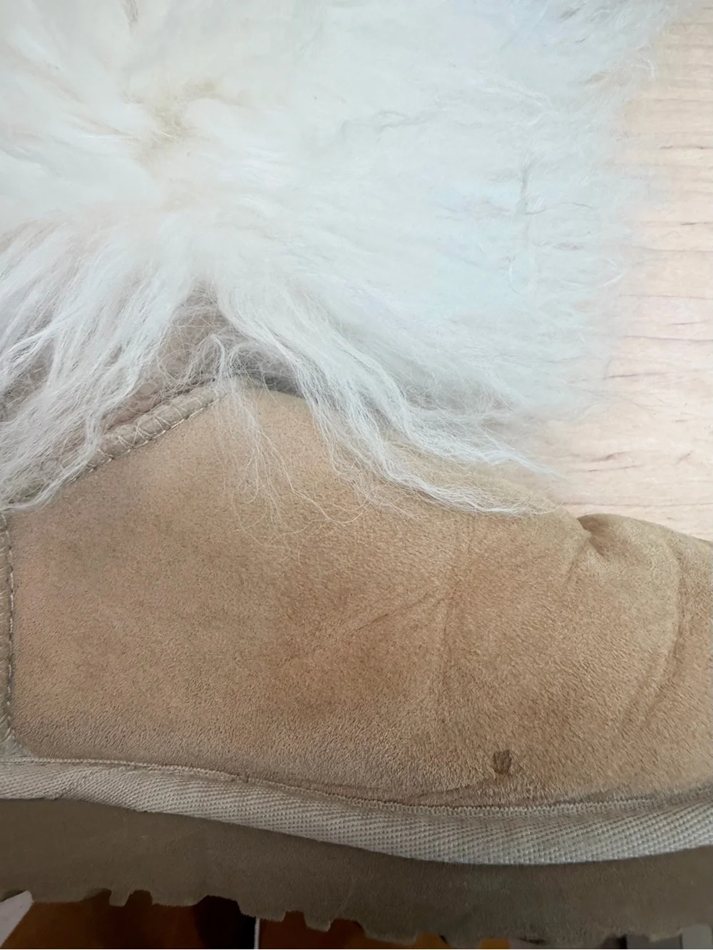 UGG Cream Sheepskin Cuff Short Suede Boots